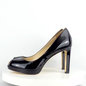 Via Spiga Brandy Black LeatherPlatform Pump Sz 8.5